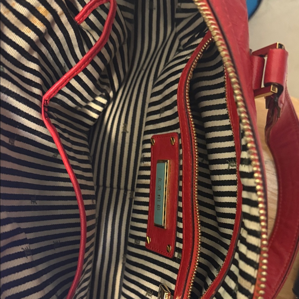 L.A.M.B. Red & Orange Alston Saddle  Y2K White Era Handbag - Picture 15 of 16